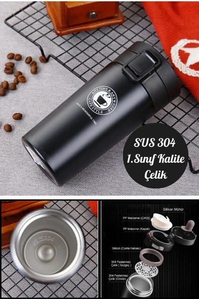 12 Saat Sıcak Soğuk Filtreli Çay Kahve Termosu Çift Katmanlı Paslanmaz Çelik Bardak Mug 380ml Termos ürün görseli 1