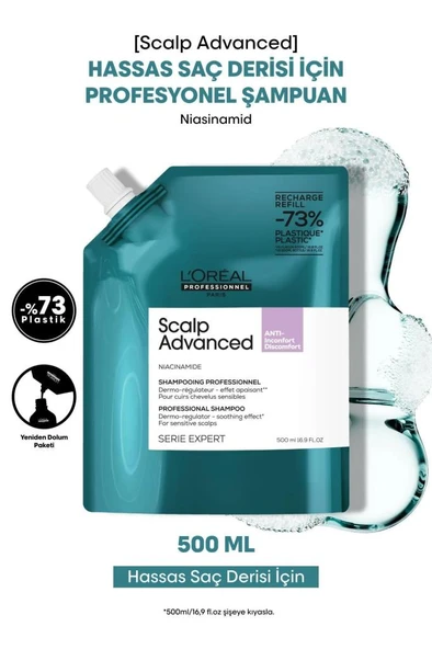 Loreal Professionnel Scalp Advanced Hassas Saç Derisi Şampuan 500 ml Refill ürün görseli 1