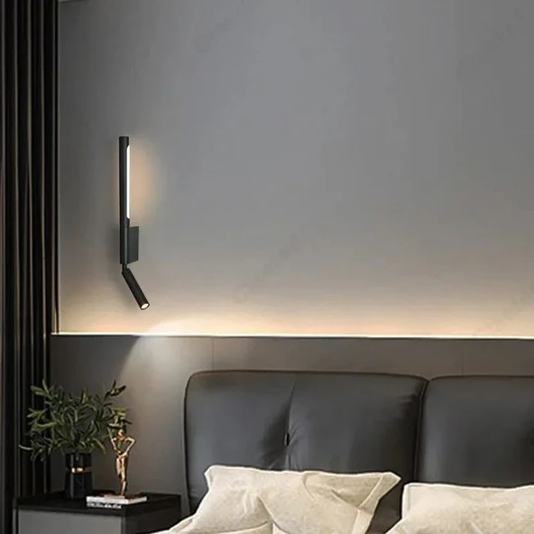 6+3 Watt, Döner Direk, Oynar Başlıklı Led Yatakbaşı Armatür, Led Duvar Aplik, Modern Yatakbaşı Aplik ürün görseli 1