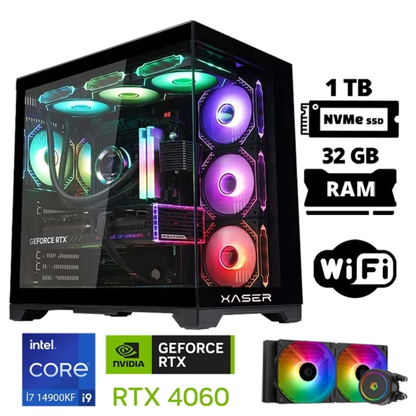 Xaser Lexus x20 i9 14900KF 32GB DDR5 Ram 1TB M.2 NVMe SSD 8GB RTX4060 Oyuncu Tavsiye Sistem ürün görseli 1
