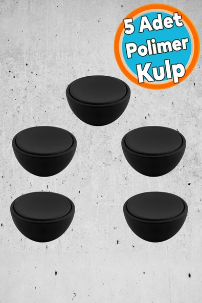 Polimer Düğme Kulp İçbükey Mat Siyah Dolap Mobilya Mutfak Dolabı Çekmece Kulpu Kulbu 10 Adet ürün görseli 1