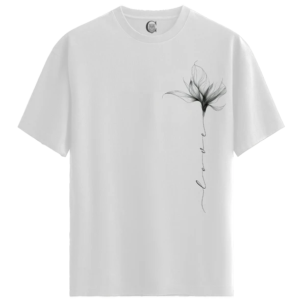 Ethereal Flower - %100 Pamuklu Kadın Beyaz Tişört - Premium Quality ürün görseli 1