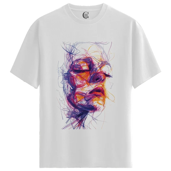 Neon Flow - %100 Pamuklu Erkek Beyaz Tişört - Premium Quality ürün görseli 1