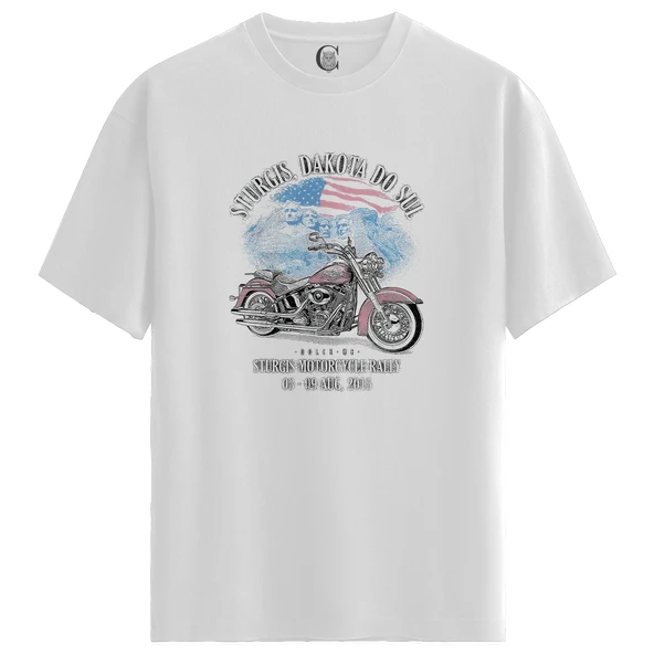 Sturgis Moto - %100 Pamuklu Kadın Beyaz Tişört - Premium Quality ürün görseli 1
