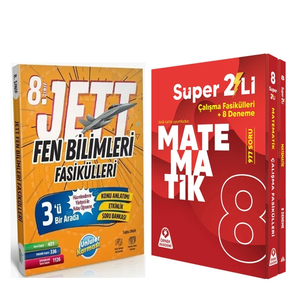 Ünlüler 8. Sınıf Fen Bilimleri JETT Soru Fasikülleri ve Örnek Akademi Süper İkili Matematik Seti ürün görseli 1