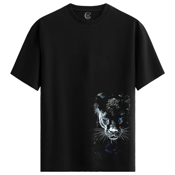 Panther Glow %100 Pamuklu Erkek Siyah Tişört - Premium Quality ürün görseli 1