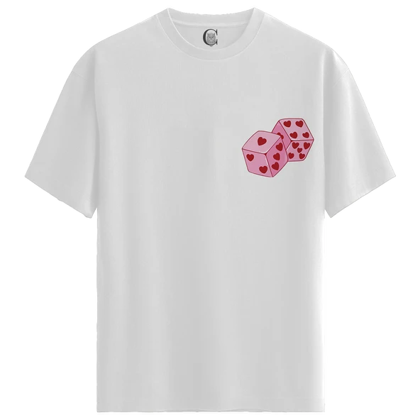 Love Dice - %100 Pamuklu Kadın Beyaz Tişört - Premium Quality ürün görseli 1