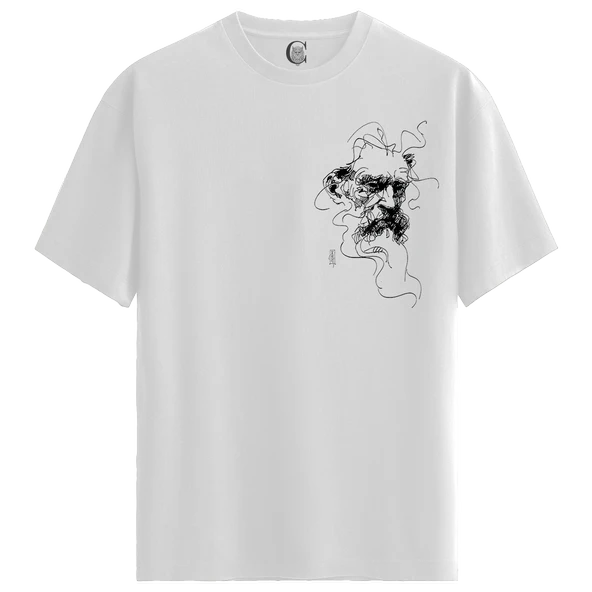 Smoke Skull - %100 Pamuklu Erkek Beyaz Tişört - Premium Quality ürün görseli 1