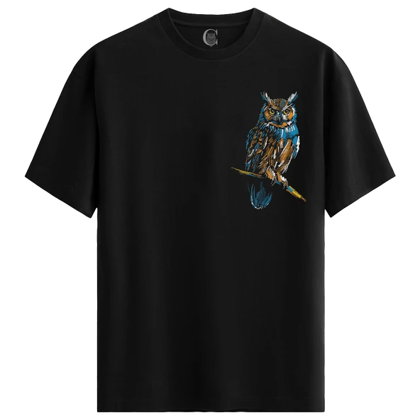 Wise Owl %100 Pamuklu Erkek Siyah Tişört - Premium Quality ürün görseli 1