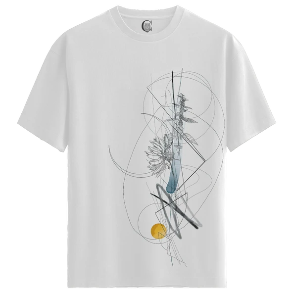 Abstract Nature - %100 Pamuklu Kadın Beyaz Tişört - Premium Quality ürün görseli 1