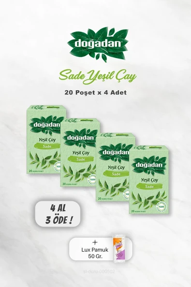 4 AL 3 ÖDE Doğadan Yeşil Çay Sade 20'li, Pamuk ürün görseli 1