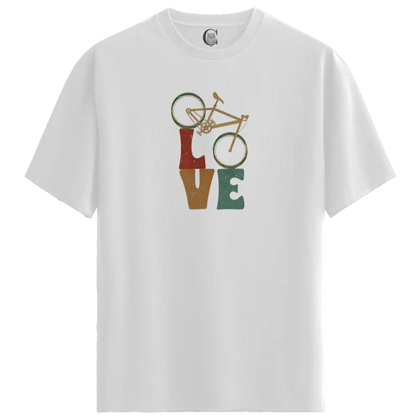 Love Cycle - %100 Pamuklu Kadın Beyaz Tişört - Premium Quality ürün görseli 1