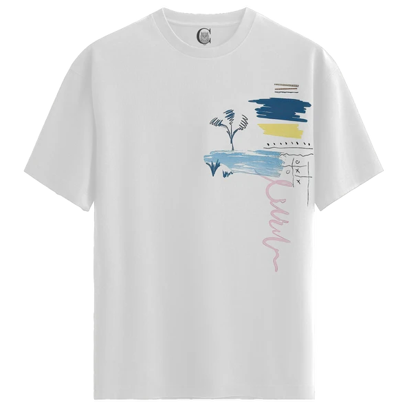 Abstract Sketch - %100 Pamuklu Kadın Beyaz Tişört - Premium Quality ürün görseli 1