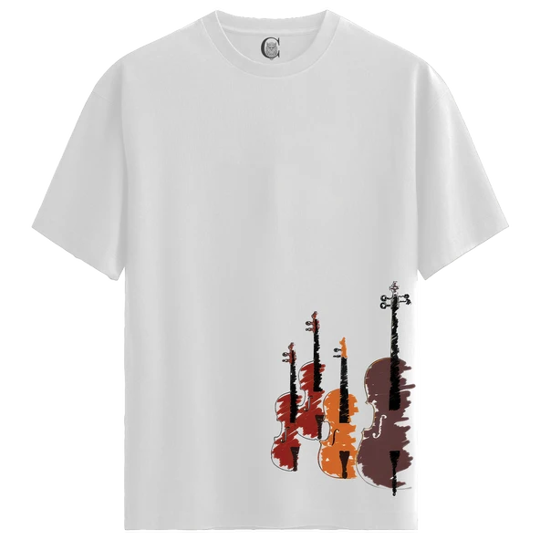 String Quartet - %100 Pamuklu Kadın Beyaz Tişört - Premium Quality ürün görseli 1
