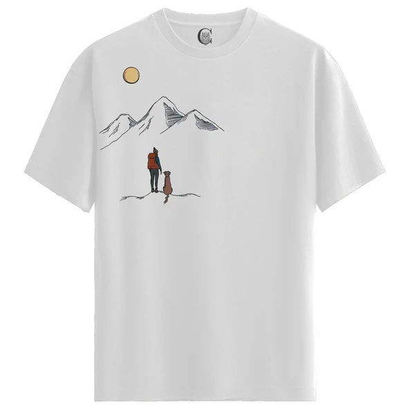 Moonlit Journey - %100 Pamuklu Kadın Beyaz Tişört - Premium Quality ürün görseli 1