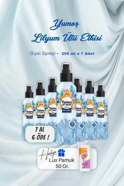 Yumoş Ütü Etkisi Giysi Spreyi Lilyum 200 ml 7 AL 6 ÖDE , Pamuk Hediyeli ürün görseli 1