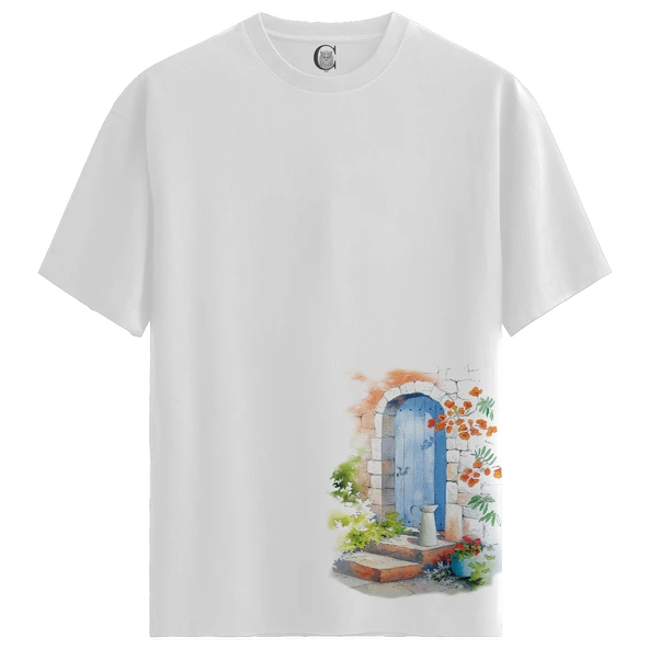 Blue Door - %100 Pamuklu Erkek Beyaz Tişört - Premium Quality ürün görseli 1
