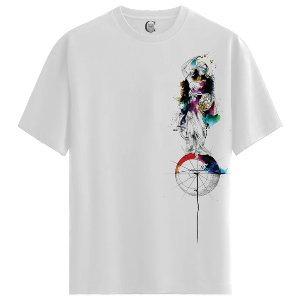 Cosmic Balance - %100 Pamuklu Erkek Beyaz Tişört - Premium Quality ürün görseli 1