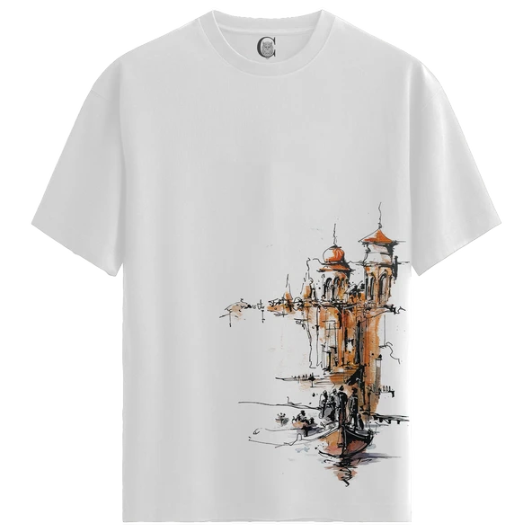 Venice Night - %100 Pamuklu Erkek Beyaz Tişört - Premium Quality ürün görseli 1
