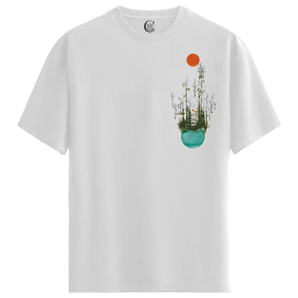 Surreal Forest - %100 Pamuklu Kadın Beyaz Tişört - Premium Quality ürün görseli 1