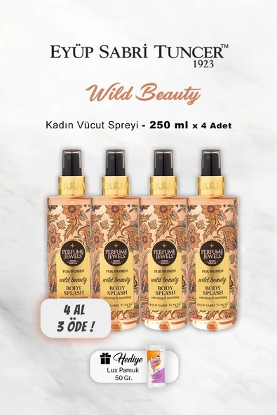 4 AL 3 ÖDE Eyüp Sabri Tuncer Vücut Spreyi Wild Beauty 250 ml, Pamuk Hediyeli ürün görseli 1