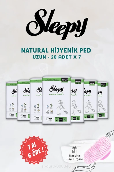 7 AL 6 ÖDE Sleepy Natural Ultra Hassas Hijyenik Ped Uzun 20 li ve Saç Fırçası ürün görseli 1