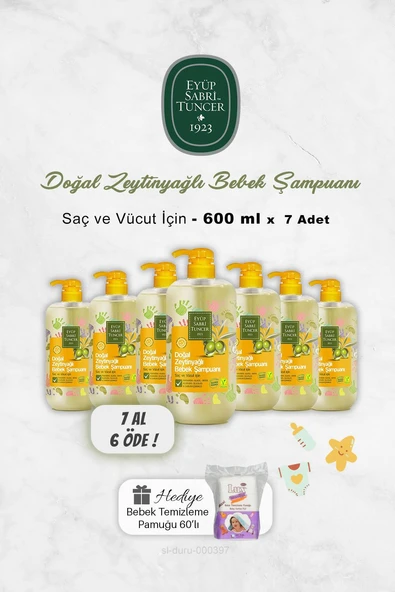 7 AL 6 ÖDE Eyüp Sabri Tuncer Bebek Şampuanı 600 ml, Bebek Pamuğu Hediye ürün görseli 1