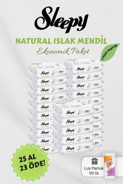 Sleepy Natural Islak Bebek Havlusu 25 AL 23 Öde Hediyeli ürün görseli 1