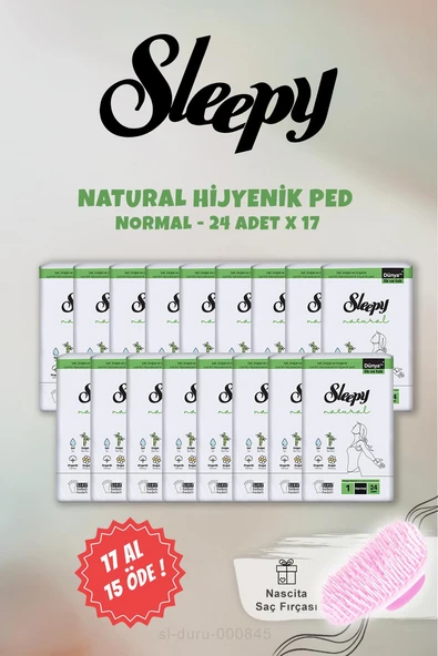 17 AL 15 ÖDE Sleepy Natura Hijyenik Ped Normal 24 Adet ve Şampuan Fırçası ürün görseli 1