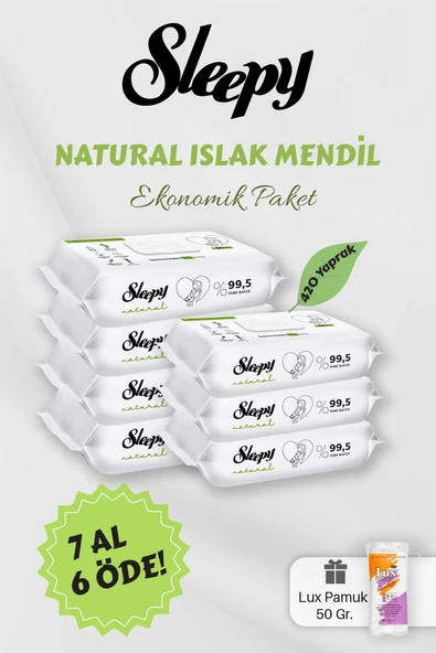 Sleepy Natural Islak Bebek Havlusu 7 AL 6 Öde Hediyeli ürün görseli 1