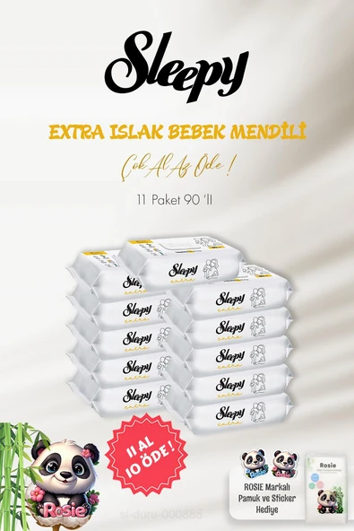 Sleepy Extra Islak Bebek Havlusu 90'lı 11 AL 10 ÖDE ve ROSIE Pamuk ürün görseli 1