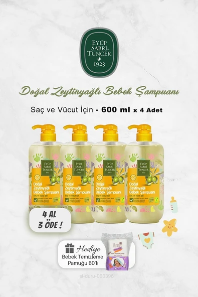 4 AL 3 ÖDE Eyüp Sabri Tuncer Bebek Şampuanı 600 ml, Bebek Pamuğu Hediye ürün görseli 1