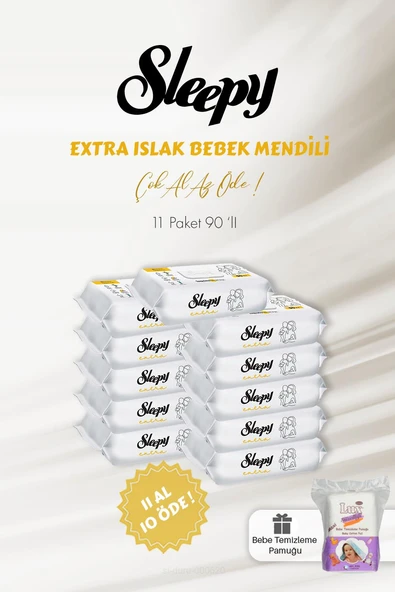 Sleepy Extra Islak Bebek Havlusu 11 AL 10 ÖDE 90 Adet ve Bebe Pamuğu ürün görseli 1