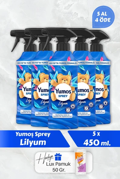 Yumoş Lilyum Sprey, 5 AL 4 Öde 450 ml, Pamuk Hediyeli ürün görseli 1