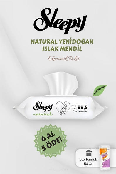 Yenidoğan 90' lı Islak Mendil 6 AL 5 Öde Hediyeli ürün görseli 1