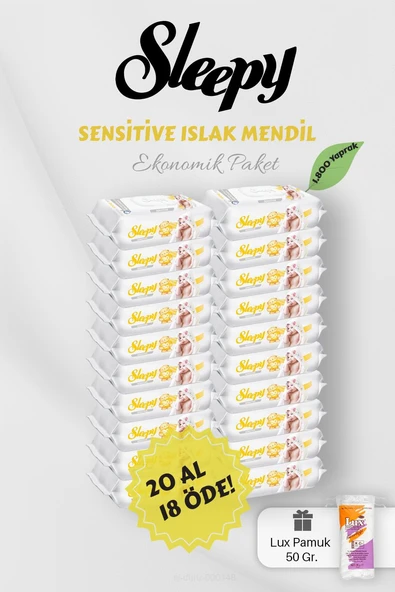 Sensitive 90' lı Islak Mendil 20 AL 18 Öde Hediyeli ürün görseli 1