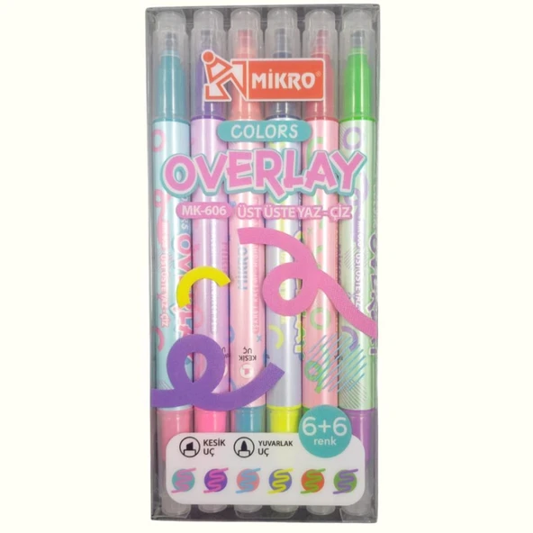 MIKRO MK-606-24 OVERLAY FOSFORLU KALEM 6 LI ürün görseli 1