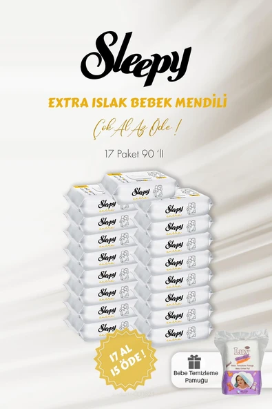 Sleepy Extra Islak Bebek Havlusu 90 Adet 17 AL 15 ÖDE ve Bebek Pamuğu ürün görseli 1