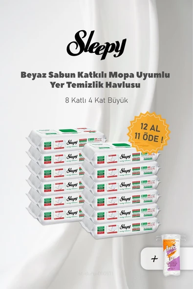 Sleepy 12 AL 11 Öde, Beyaz Sabunlu  Mopa Uyumlu 4XL ve Pamuk ürün görseli 1