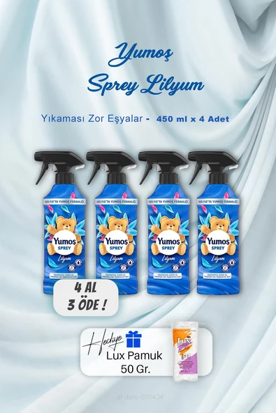 4 AL 3 ÖDE Yumoş Sprey Lilyum 450 ml, Pamuk Hediyeli ürün görseli 1