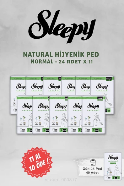 11 AL 10 ÖDE Sleepy Natural Ultra Normal Hijyenik Ped 24 Adet ve 40'lı Günlük Ped ürün görseli 1