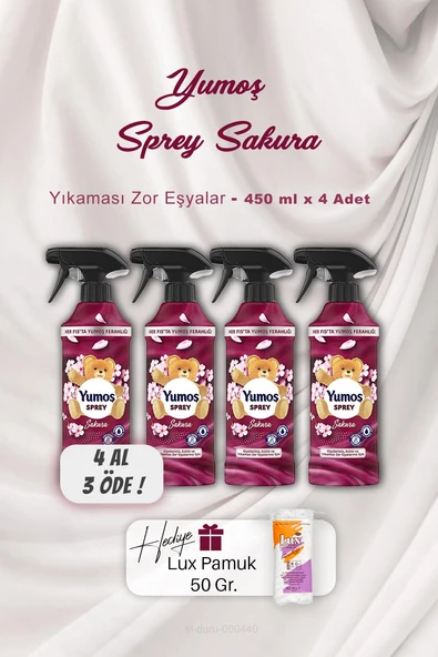 4 AL 3 ÖDE Yumoş Sprey Sakura 450 ml, Pamuk Hediyeli ürün görseli 1