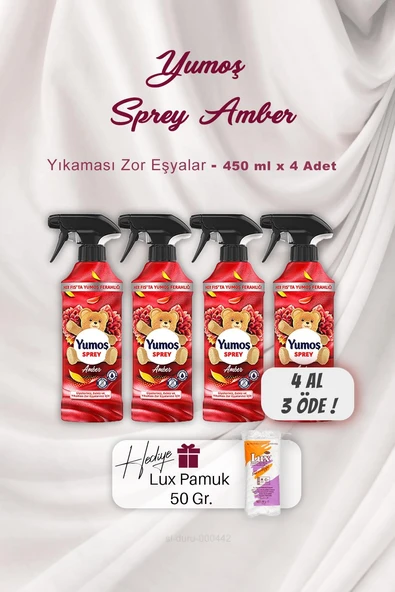 4 AL 3 ÖDE Yumoş Sprey Amber 450 ml, Pamuk Hediyeli ürün görseli 1