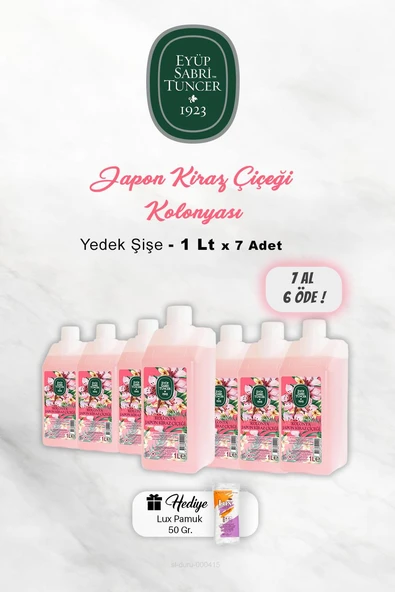 7 AL 6 ÖDE Eyüp Sabri Tuncer Japon Kiraz Çiçeği Kolonyası 1 Lt, Pamuk Hediyeli ürün görseli 1