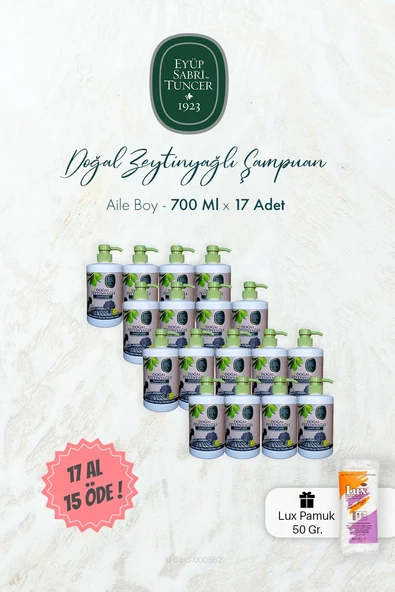 Eyüp Sabri Tuncer Doğal Zeytinyağlı Şampuan 17 AL 15 ÖDE 700 ml ve Pamuk ürün görseli 1