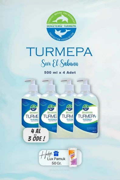 Turmepa Sıvı Sabun 500 ml 4 AL 3 ÖDE ve Lux 50 gr Pamuk ürün görseli 1
