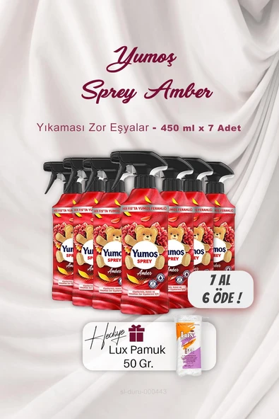 Yumoş Sprey Amber 450 ml 7 AL 6 ÖDE , Pamuk Hediyeli ürün görseli 1