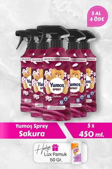 Yumoş Sakura Sprey, 5 AL 4 Öde 450 ml, Pamuk Hediyeli ürün görseli 1