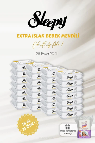 Sleepy Extra Islak Bebek Havlusu 90 Adet 28 AL 25 ÖDE ve Bebe Pamuğu ürün görseli 1