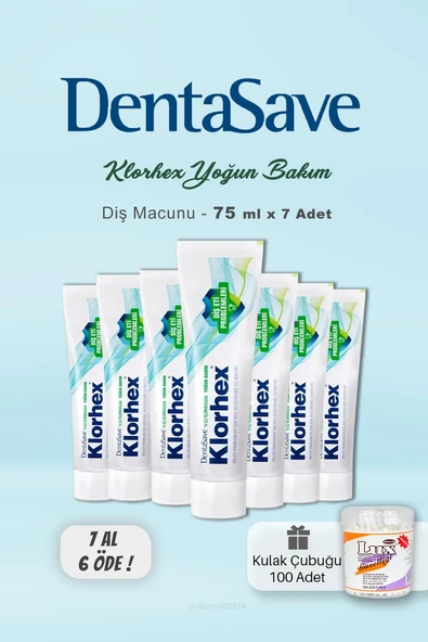 DentaSave Klorhex Diş Macunu 7 AL 6 ÖDE  75 ml ve Kulak Çubuğu, ürün görseli 1